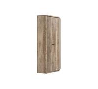 Placard armoire d'angle avec 1 porte coloris Chêne/Gris motif écriture - Longueur 74,5 x Largeur 74,5 x Hauteur 205,5 cm - -