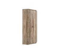 Placard armoire d'angle avec 1 porte coloris Chêne/Gris motif écriture - Longueur 74,5 x Largeur 74,5 x Hauteur 205,5 cm