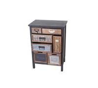 Mendler Placard de pharmacien HWC-A43 – Commode sapin vintage patchwork 78x55x35 cm multicolore