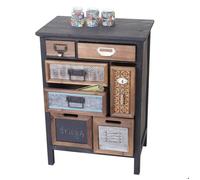 Mendler Placard de pharmacien HWC-A43 – Commode sapin vintage patchwork 78x55x35 cm multicolore