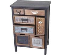 Mendler Placard de pharmacien HWC-A43 – Commode sapin vintage patchwork 78x55x35 cm multicolore