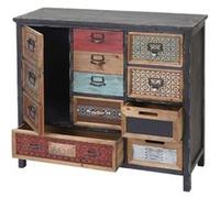 Placard De Pharmacien Hwc-A43, Commode, Bois Massif De Sapin, Vintage, Style Shabby 90x84x32cm Multicolore