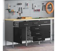 Ensemble de bureau 3 pièces vidaXL noir et gris en bois d'ingénierie et acier