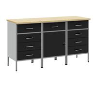 Set de bureau 3 pièces vidaXL Noir et Gris en bois d'ingénierie et acier