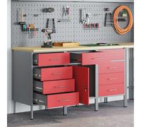 Jeu de meubles de bureau 3 pièces vidaXL Rouge et Gris en bois et acier