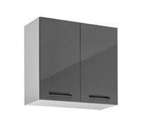 Placard haut de cuisine - DECONATION - Frida - Gris graphite - 80 cm - Système de fermeture silencieuse