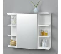 [en.casa] Placard Mural Design Meuble de Rangement à Suspendre Meuble de Salle de Bain Porte avec Miroir Étagères Réglables Panneau de Particules Mélaminé 64 x 80 x 20 cm Blanc