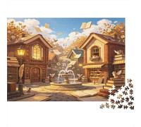 Place de la Librairie Village Conte Puzzle 1000 Pièces Papier Puzzle pour Adultes Détente Concentration Décoration Maison Cadeau Famille 70x50cm/1000pcs