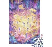 Place du Marché Nocturne Lumineux Puzzle 1000 Pièces Papier pour Adultes Éclat Jaune Violet Jeu de Puzzle en Famille Décoration Détente 52x38cm/1000pcs