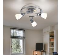 Place Rondell Luminaire de Salon Plafonnier LED Chrome Glas Réglable 3 à Flammes