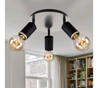 Place Rondell Plafonnier Lampe Spot 3x E27 Noir Bois Spot Réglable