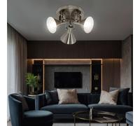 Plafonnier spot orientable, plafonnier, 3 lampes, métal argenté, 3x douille E14, DxH 21x16,7 cm