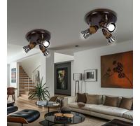 Place Rondell Plafonnier Luminaire Sportif Projecteur Pivotant Bois Laiton E14