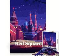 Place Rouge,Russie de Nuit Puzzle de 1000 pièces pour Adultes Stimule la mémoire Activité de Loisirs Bords Nets Idée Cadeau (50x75cm)