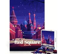 Place Rouge,Russie la Nuit Puzzle de 1000 pièces pour Adultes Plaisir intellectuel et détente Découpe Fine Cadeau créatif (38x26cm)