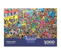Place Ville AniméPuzzle 1000 Pièces Adulte avec Assemblage Fluide, Puzzle d'art Foule Comics Coloréjeu De Patience pour Un Passe-Temps pour Adulte, Étoile du Cadeau De Noël 38x26cm/1000pcs