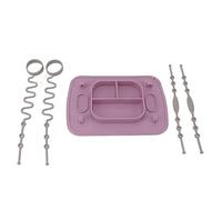 Placemat D'aspiration en Silicone, Antidérapant Auto-alimentation Plaque Divisée avec 4 Attaches de Jouet, pour les Bébés Tout-petits Enfants (Violet)