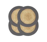 vidaXL Napperons 4 pcs Naturel et anthracite 38 cm Jute et coton Gris