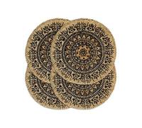 vidaXL Napperons 4 pcs Bleu foncé 38 cm Rond Jute Bleu
