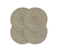 Placemats 4 st rond 38 cm jute effen grijs133838