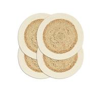 Placemats 4 st rond 38 cm jute en katoen natuurlijk 133854