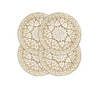 Placemats 4 st rond 38 cm jute wit133866