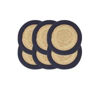 vidaXL Placemats 6 st 38 cm jute en katoen natuurlijk en marineblauw133863 Bleu G
