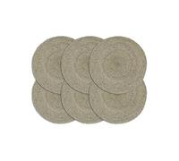 Placemats 6 st rond 38 cm jute effen grijs133839