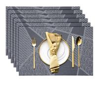 Placemats Classic Heat-Resistant Washable Woven 4-Piece Country Style Set de Table en Silicone Lavable(Type3,6PC-32X42cm)