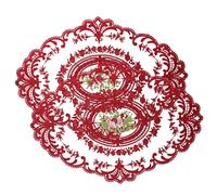 Placemats en Dentelle 2pcs Fleur Broidered Mesh Ovale Vintage 16.5x12.2 Pouces Doilies Café à thé