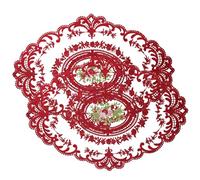 Placemats en Dentelle, 2pcs Lace Placemats Fleur Broidered 16.5x12.2 Pouces Vintage Doylies Red, Noix, Tapis basculé