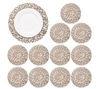 Placemats en rotin Rond Paper Placemats tissés Dîner des nattes de Table résistante à la Chaleur sans Glissement 12pcs Café léger, Rond