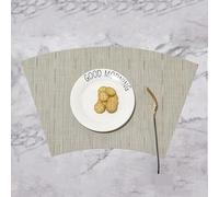 Placemats for Dining Table, sous Assiette de Table Beige Blanc Lot de 4 Rayures Tissées Vinyle Polyester sous Assiette 29x43cm