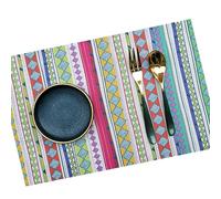 Placemats Halloween, Set de Table Vintage Coloré Lot de 2 Motif Géométrique Vinyle Polyester Dessous de Table 45x30cm