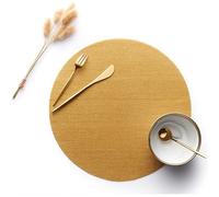 Placemats Halloween, sous Assiette Or Lot de 4 Tissage Rond Vinyle Polyester Dessous de Table 35x35cm