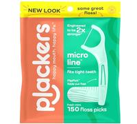 Plackers Micro Mint Lot de 150 fils dentaires, saveur menthe fraîche, cure-dents pliables, super tuffloss, rangement facile avec fermeture éclair