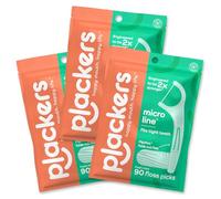 Plackers Micro Mint Lot de 3 paquets de 90 cure-dents pour fil dentaire