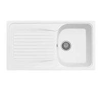 Plados Évier en quartz de cuisine encastré HR0861 baignoire simple et égouttoir - Blanc