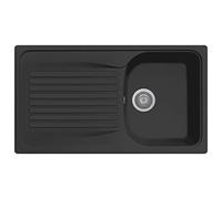 Plados Évier en quartz de cuisine encastré HR0861 baignoire simple et égouttoir - Noir mat