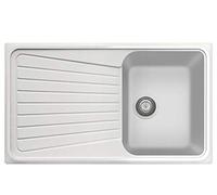 Plados Évier en quartz de cuisine encastré SP0791 baignoire simple et égouttoir - Blanc