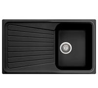 Plados Évier en quartz de cuisine encastré SP0791 baignoire simple et égouttoir - Noir mat