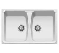 Plados Évier en quartz de cuisine encastré SP0792 deux baignoires - Blanc