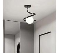Plafond de balcon de conception en spirale créative, plafond de boule de verre, suspension de couloir, mini suspension moderne en métal, entrée du hall, lampe décorative de dressing (couleur: noir)
