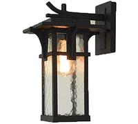Plafond d'éclairage Pendentif, lumière européenne Anti-Rust extérieur IP54 étanche American Rétro Lampe Murale Antique carrée Aluminium Motif en Verre Transparent Couvercle de Balcon résistant aux