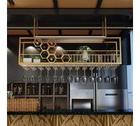 Plafond, étagère de verre à vin inversé, porte-bouteille en métal, étagère de verre suspendue, étagères flottantes de l'unité de bar, étagère d'affichage de stockage de vin multifonction