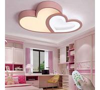 Plafond Lampe Chambre D'enfants Plafonnier LED Dimmable Télécommande Abat-Jour En Acrylique Plafond Lumière Chambre À Coucher Plafond Éclairage Chambre D'enfants Moderne Lustre Coeur D'amour Rose