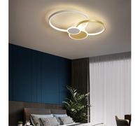 Plafond LED Moderne Grande Lampe De Salon Dimmable avec Télécommande, Anneaux Ronds Design Plafonnier Lampe Créatif Métal Acrylique Salle À Manger Chambre Décor Pendentif, Gold, 58CM/48W