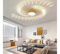 Plafond LED moderneLumière Dimmable en métal et acrylique Spirale Flower Design Lampe de plafond à changement de couleur Luminaire créatif pour la maison 42+1 Ampoules LED Finition dorée élégante.