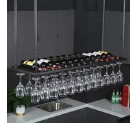 Plafond Racks en verre à vin, porte-bouteille à vin suspendu au plafond, porte-étalons en métal Wine Gobblet Rack Bar Dandage Rangement Affichage de la salle de bilan, noir, 100 × 35 cm Made in China