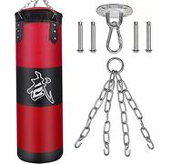 Plafond Sac de Frappe Adulte avec Chaîne en Acier, Crochet d'expansion, Boucle de Sécurité, 100cm Non Rempli Fitness Sac de Boxe Exercice et Soulagement du Stress